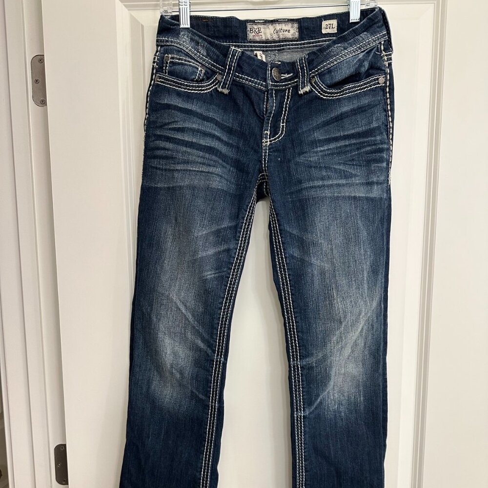 👖 BKE Culture Bootcut Jeans | Size 27L | Dark Wash Thick Stitching